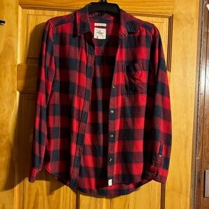 American Eagle Outfitters Red and Navy Checkered Shirt